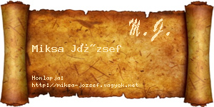 Miksa József névjegykártya